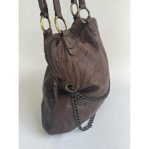 Amber Rose Distressed Dark Brown  Leather Hobo Shoulder Bag